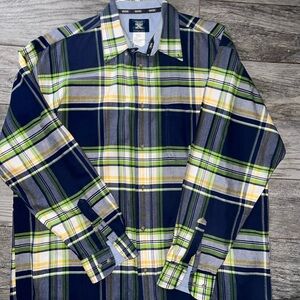 Wrangler Twenty Men's Navy Green and Yellow Plaid Shirt